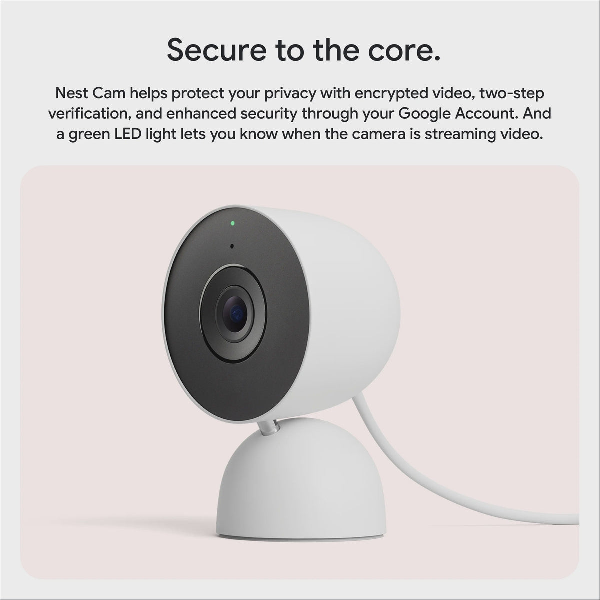 Google Nest Cam Indoor (Wired, 3rd Gen) - Indoor Security Camera with 2K Video - Works with Google Home - With Gemini - Berry