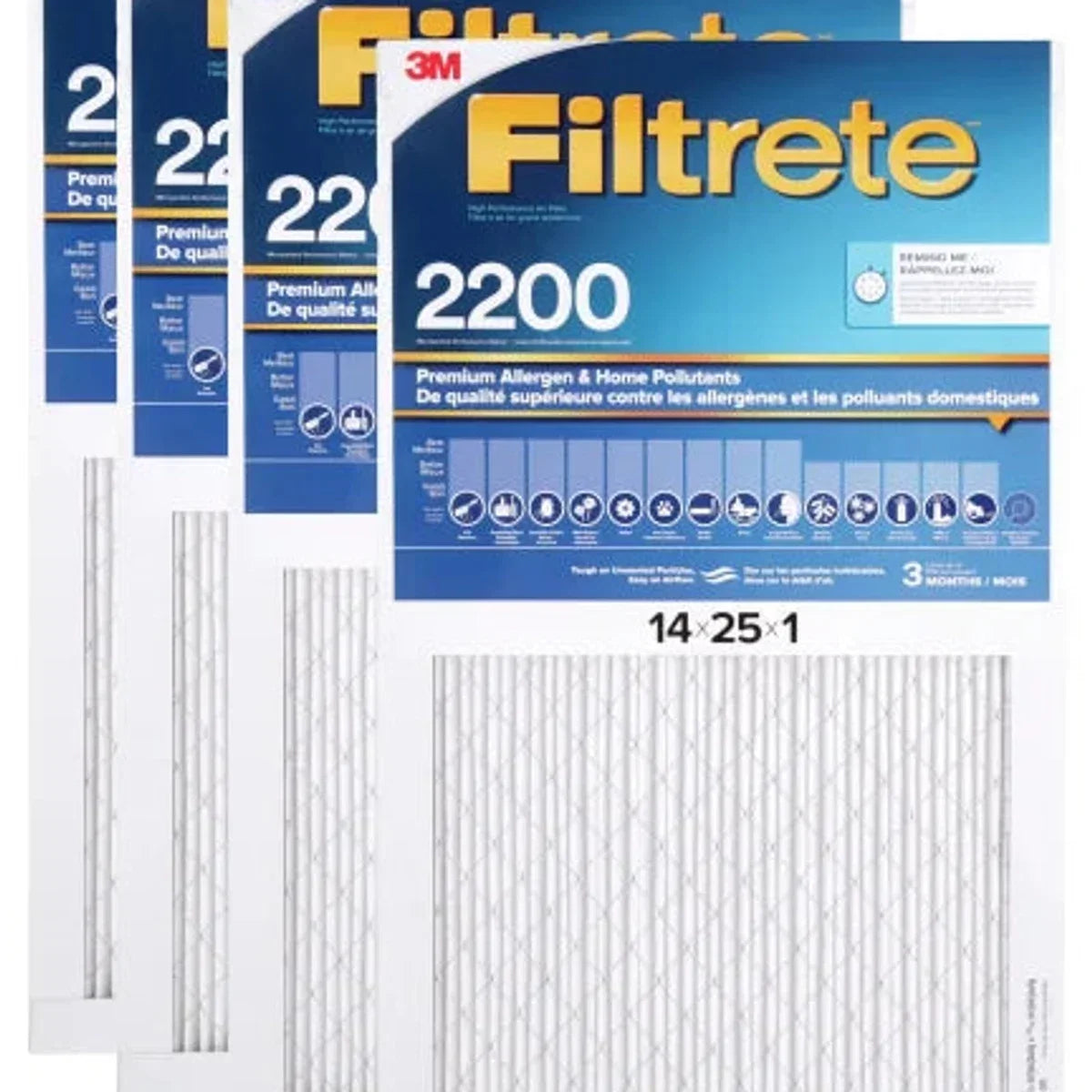 3M Filtrete MPR 2200 1-in Premium Furnace Filters, 4-pack