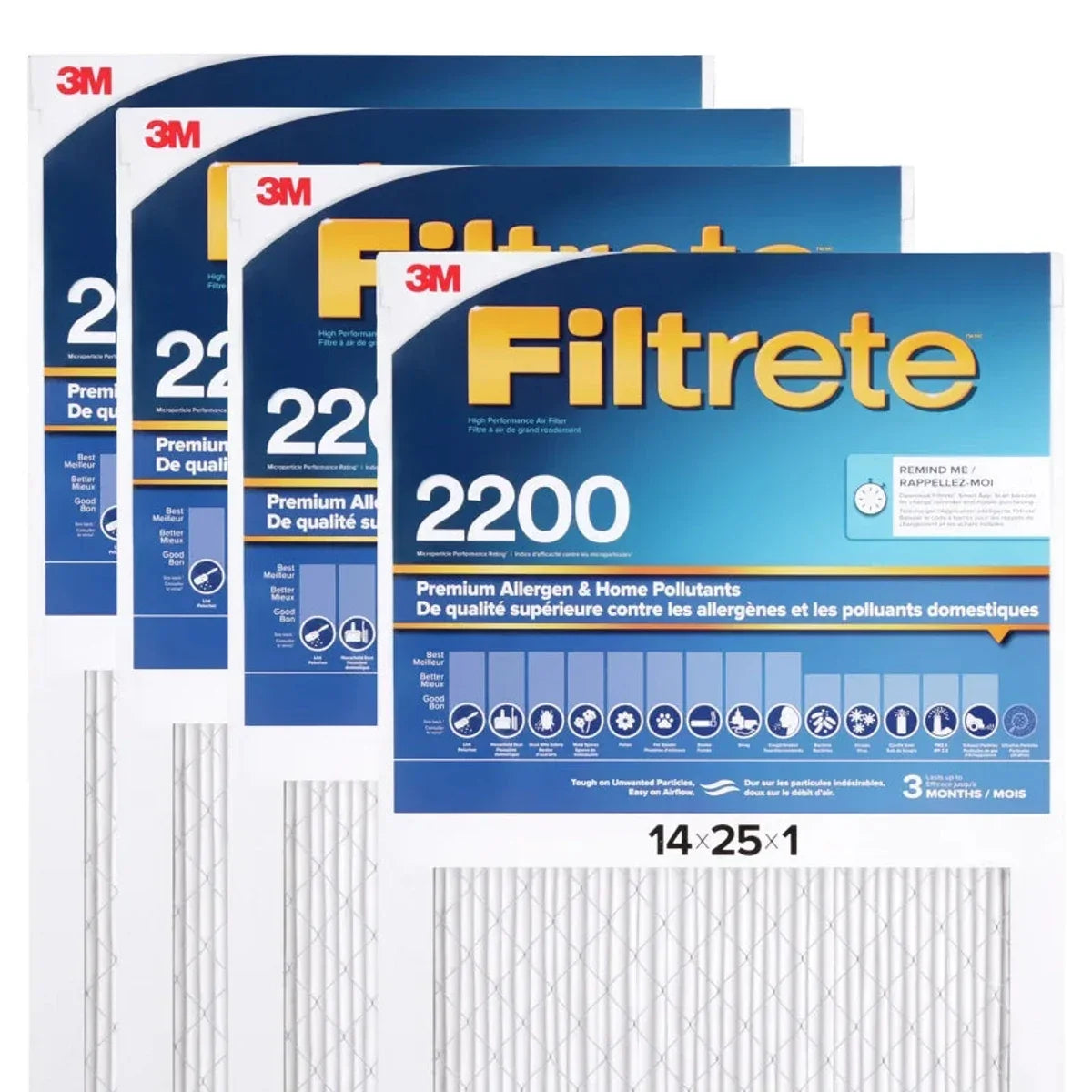 3M Filtrete MPR 2200 1-in Premium Furnace Filters, 4-pack