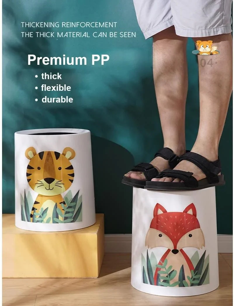 Trash Can No Lid Cute Kitchen Living Room Children's Room Bedroom Office Garbage Can Large Waste Paper Basket Toilet (Color: Tiger)