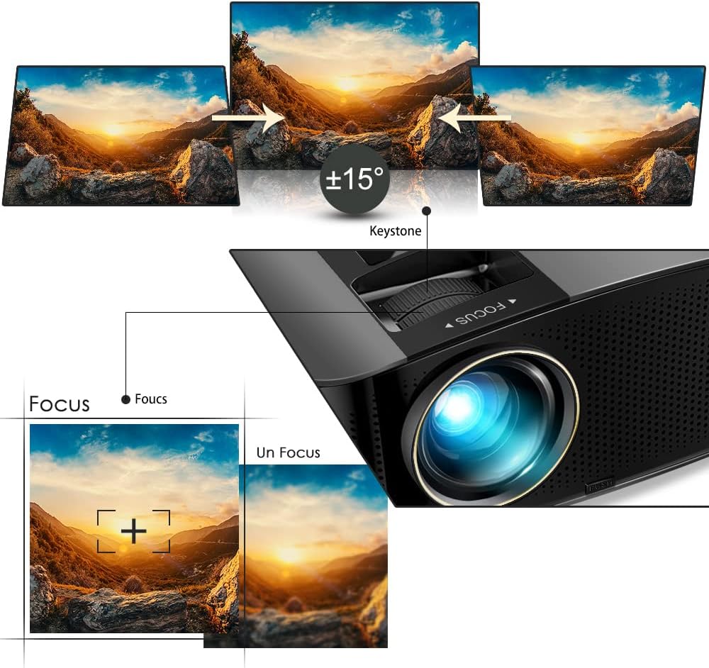 Intelligent 4K projector, equipped with 5G WIFI and Wireless functions, supports Dolby sound effect, outdoor projector, 400-inch zoom home theater projector, compatible with TV stick.