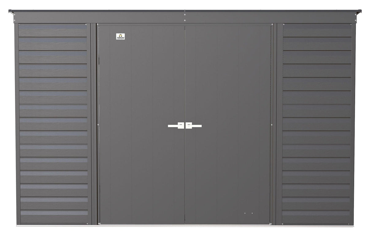 Arrow Select Galvanized Steel Storage Shed, Charcoal, 10-ft x 4-ft
