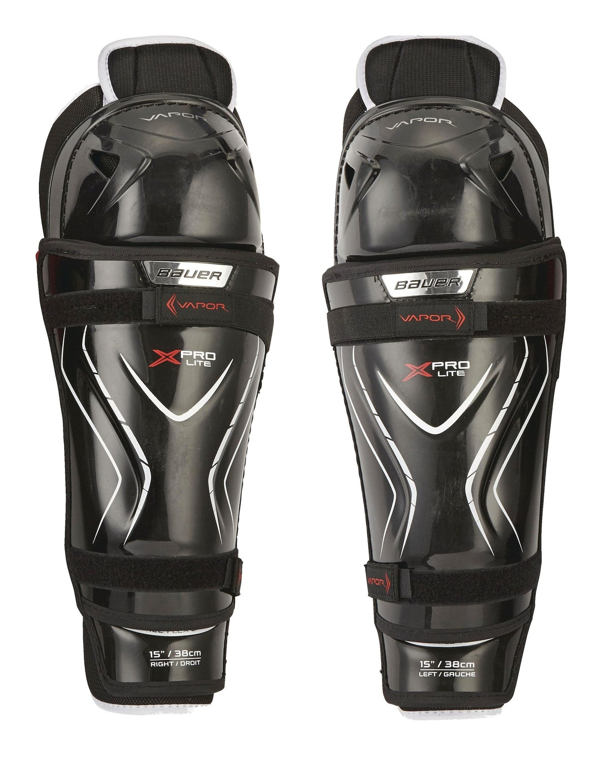 Vapor X Pro Lite Junior Hockey Shin Guards with Tapered Fit, Hyperlite HD Foam, Black