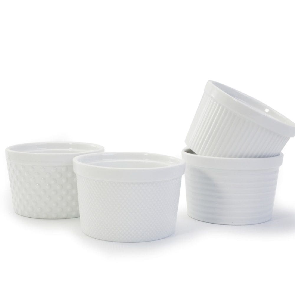 Bia Textured Ramekin Set, 12-oz, White, 4-pc