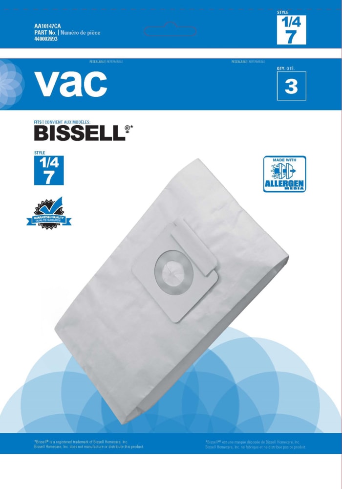 Bissell Type 1, 4 & 7 Replacement Allergen Vacuum Cleaner Bags, 3-pk