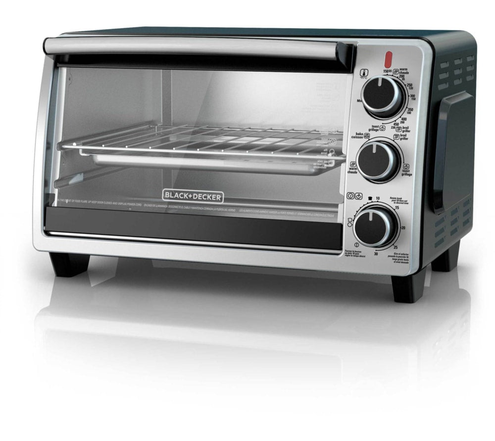Toaster Oven with 4 Functions, Stainless Steel, 6-Slices
