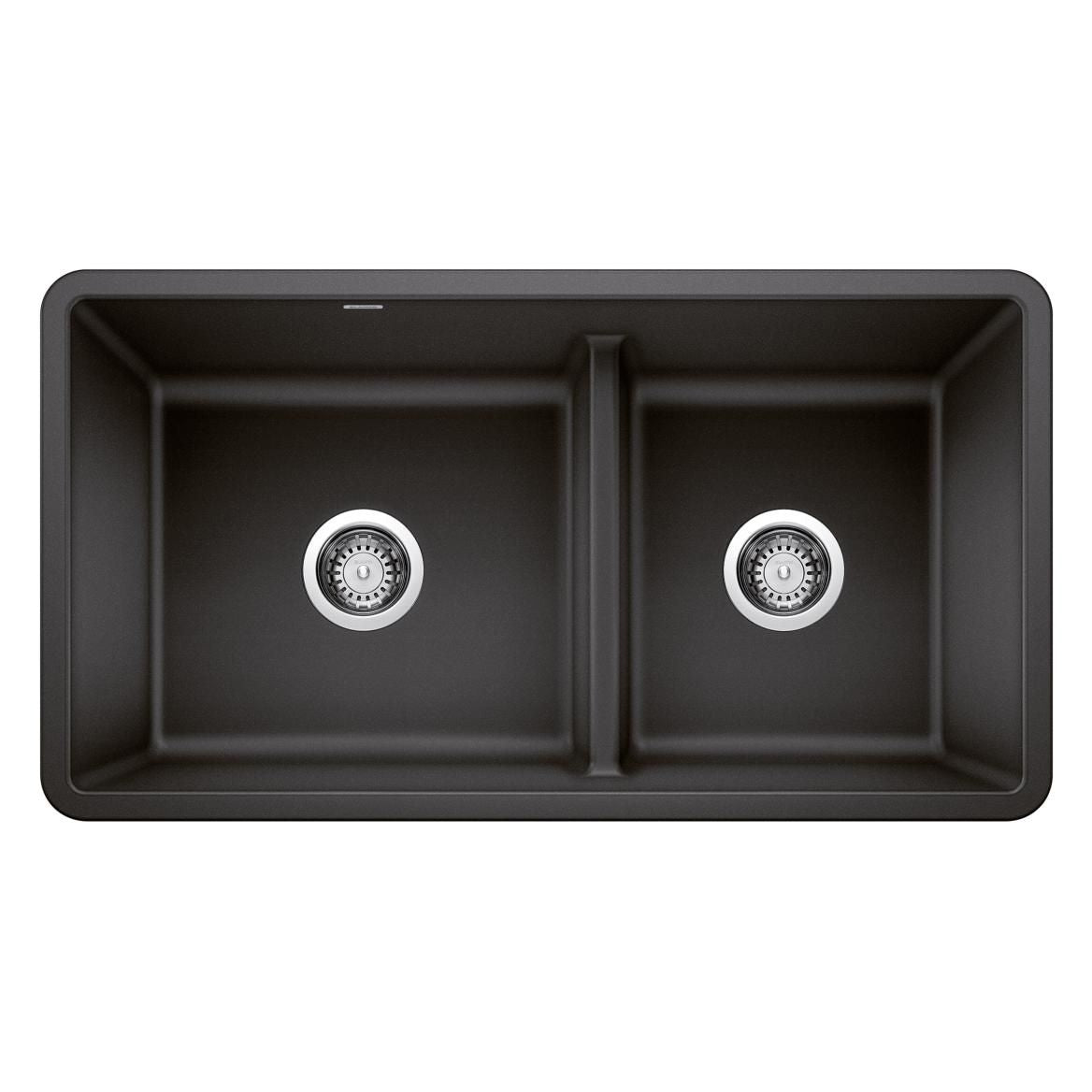 Precis 33-in 60/40 Reversible Double Bowl Undermount Kitchen Sink with Low Divide, Anthracite