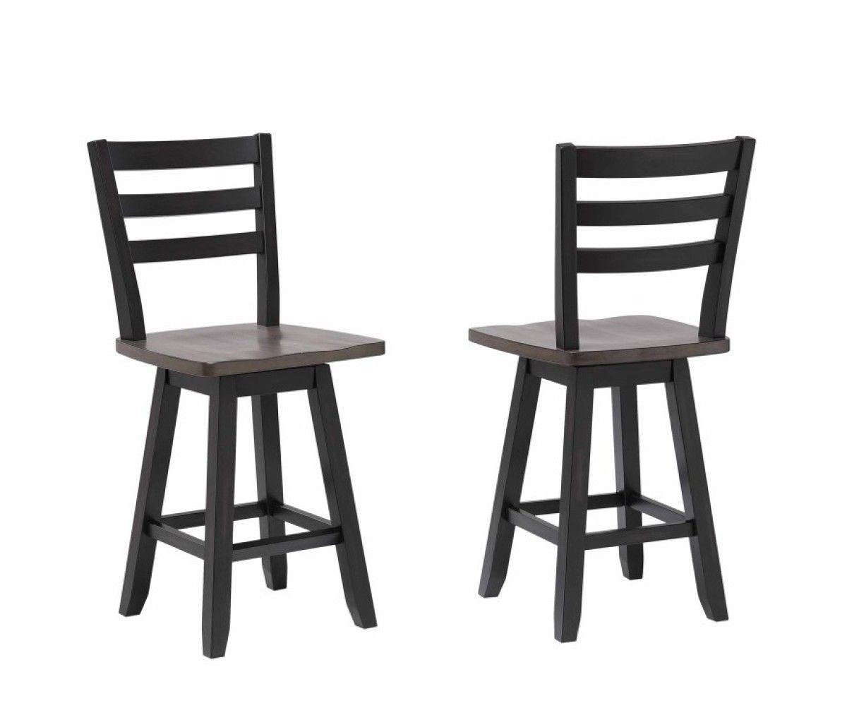 Aaron Oak/Dark Grey Swivel Counter/Bar Stool with Back Rest, 2-pc