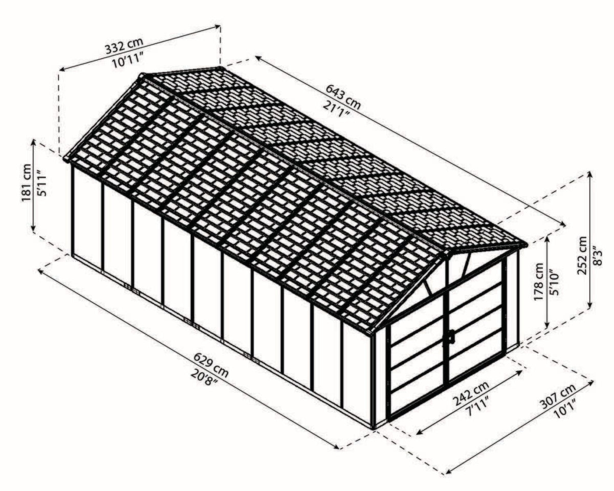 by Yukon 2-Door Car Garage/Utility Storage Shed Kit, Dark Grey, 11x21-ft