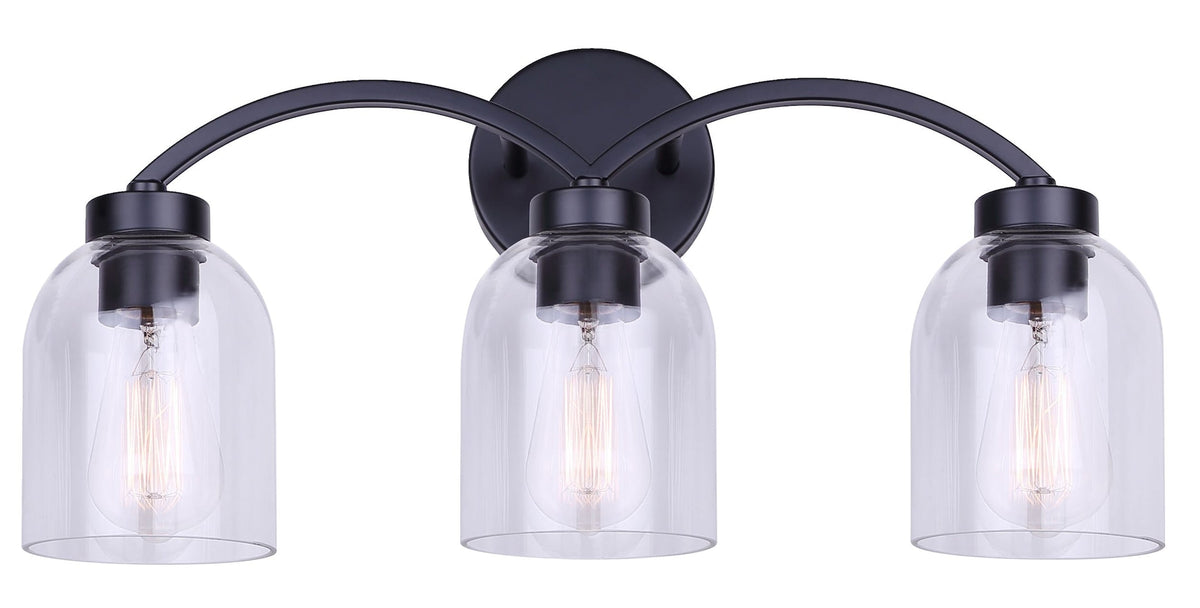 Canvas Bentbrook 3-Light Vanity with Glass Shade, Black