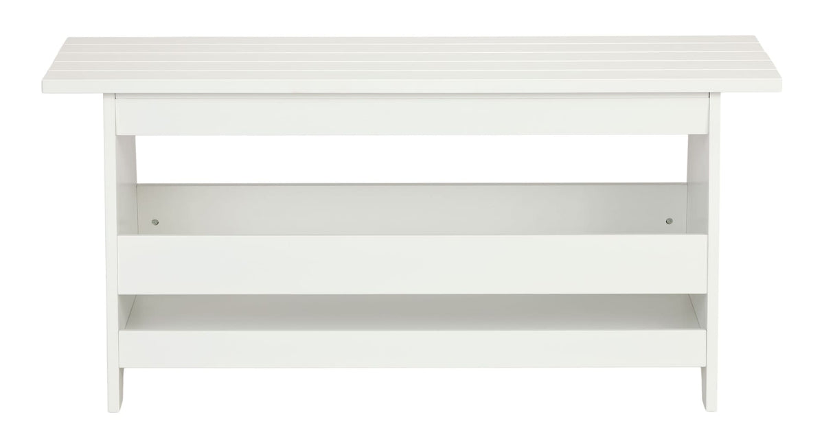 Canvas Kya Wooden Entryway Bench with Storage Rack, White