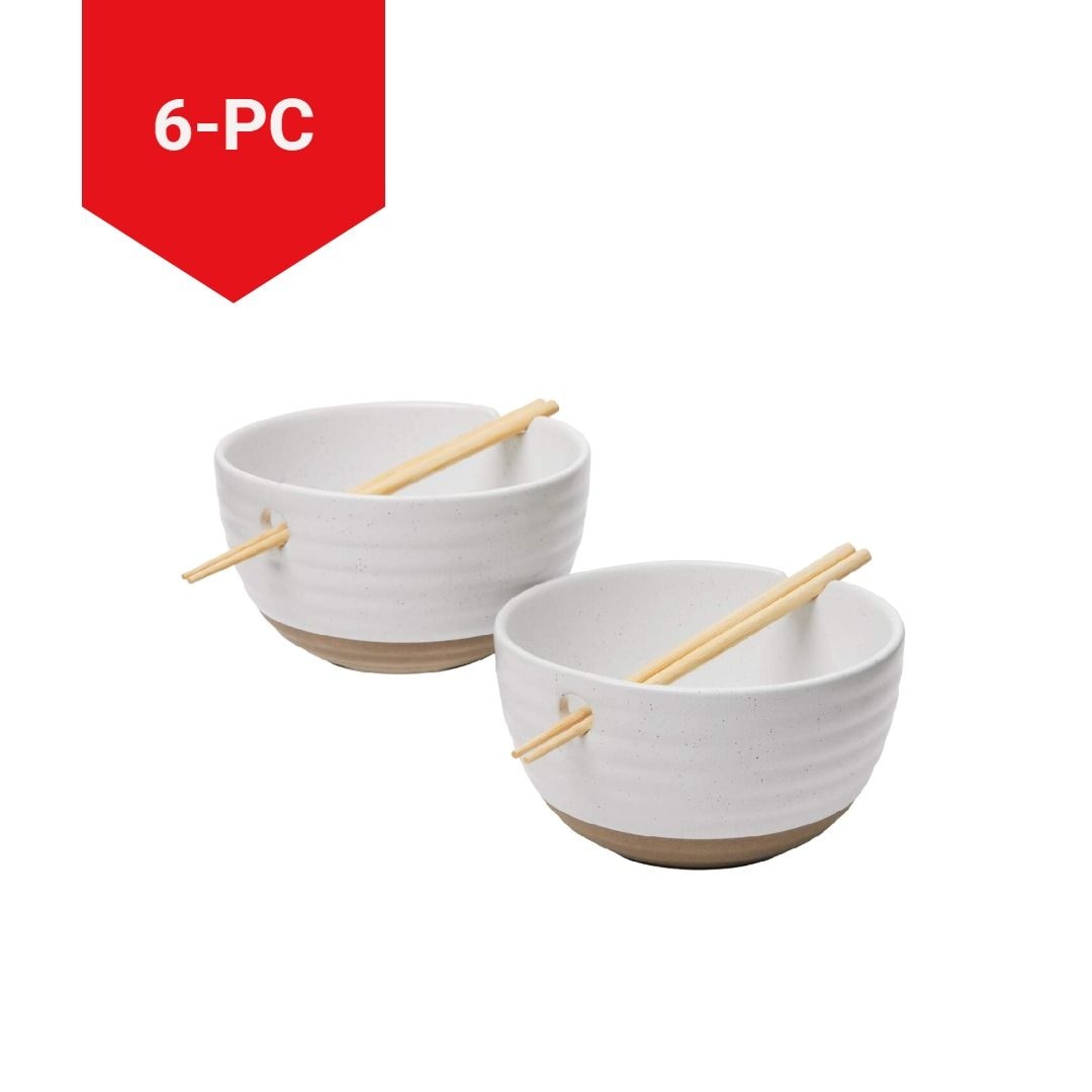 CANVAS Noodle Bowl with Chopsticks Set, Serves 2, 4-pc, White