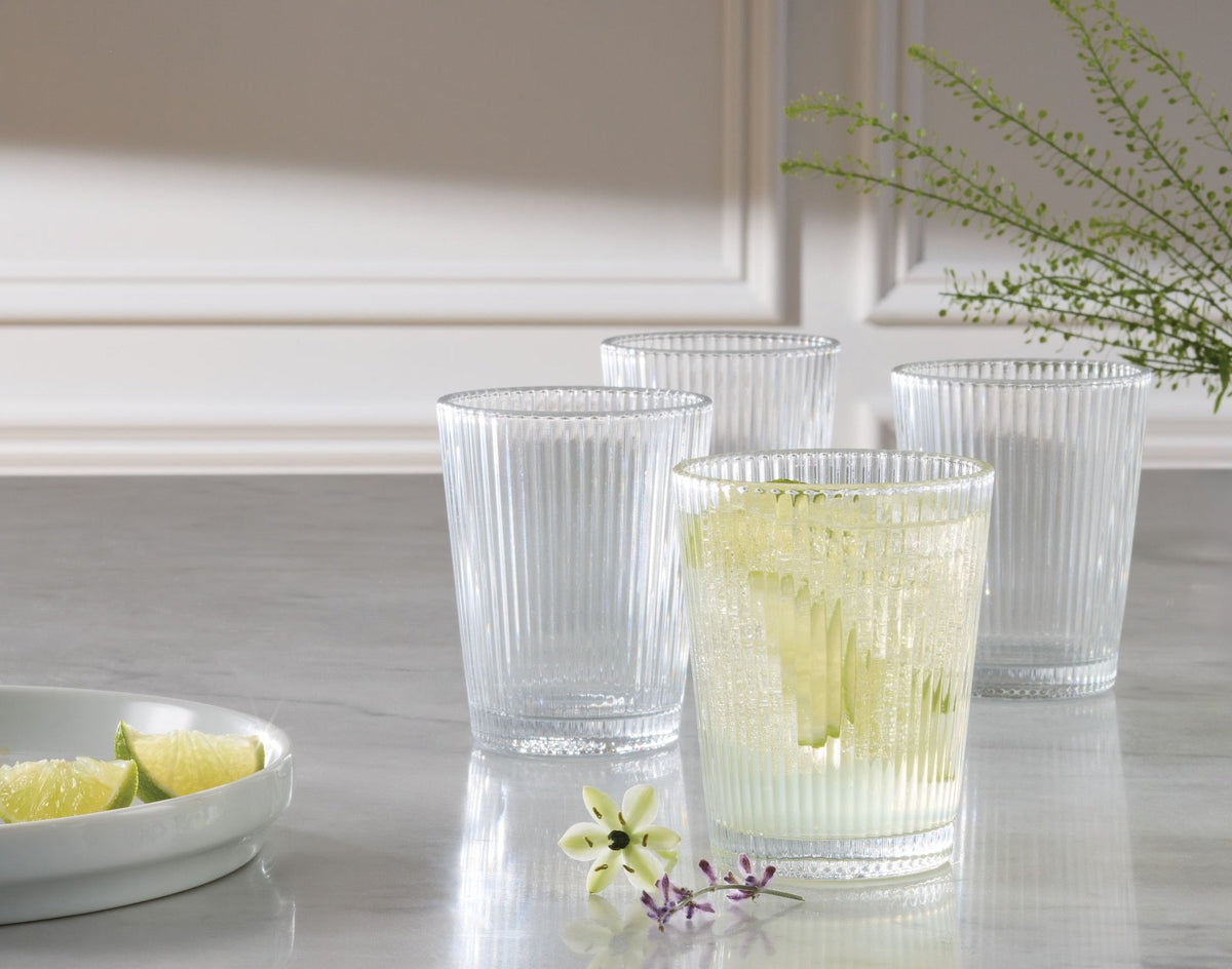CANVAS Ribbed DOF Dinner Glass Set, Lead-free, 4-pc