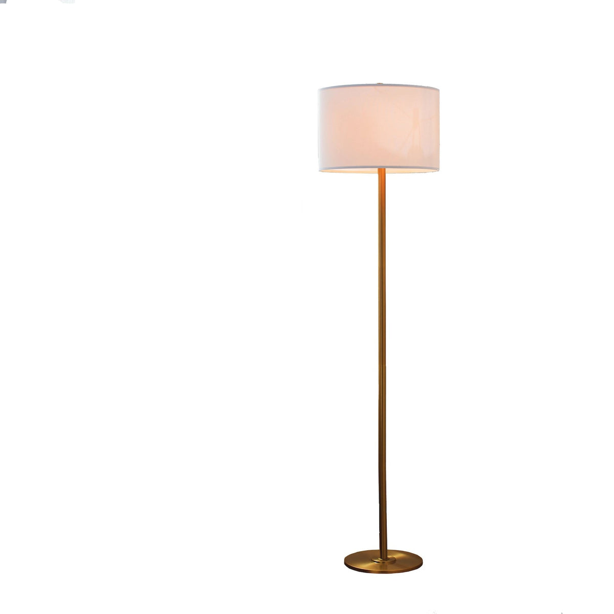 CANVAS White Drum Shade Floor Lamp, 16-in, Metallic Gold/Matte Brass
