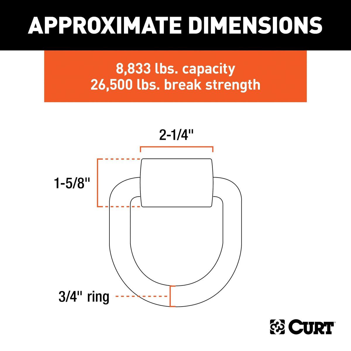 83760 3 x 3-in Weld-On Tie-Down D-Ring (8,833 lbs, Raw Steel)