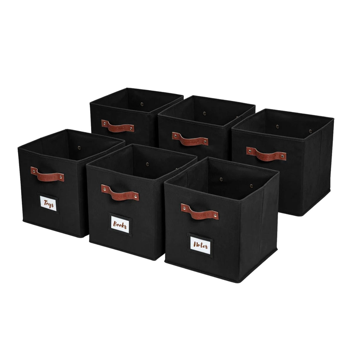 Collapsible Storage Cube with Label, 11-in, 6-pk, Black