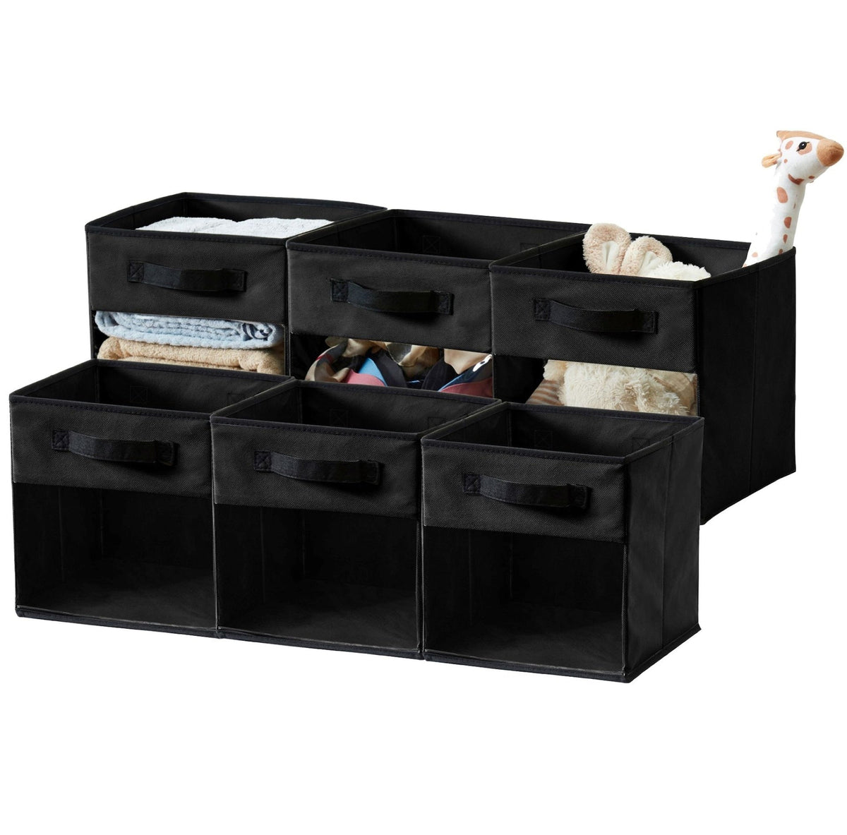 Collapsible Transparent Front Cube, 11-in, 6-pk, Black
