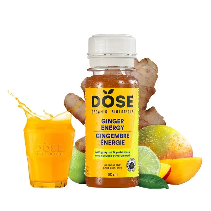 DOSE Organic Ginger Daily Booster shots, ENERGY pack, 24 x 60 mL (2 fl oz)