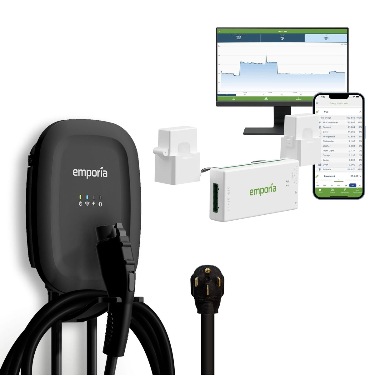 40A Wi-Fi Level 2 NEMA 14-50 J1772 EV Charger with Load Management