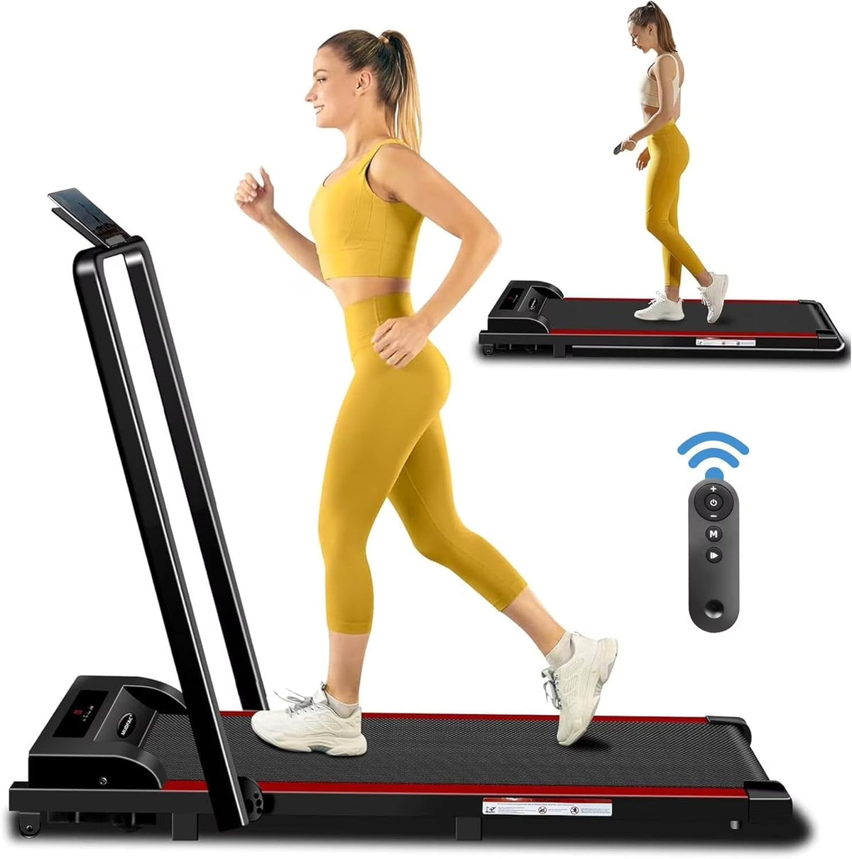 2 in 1 Walking Pad Treadmill, Foldable Treadmills with Handle Bar, 2.5HP Portable Folding Treadmill with Remote Control, Under Desk Treadmill for...