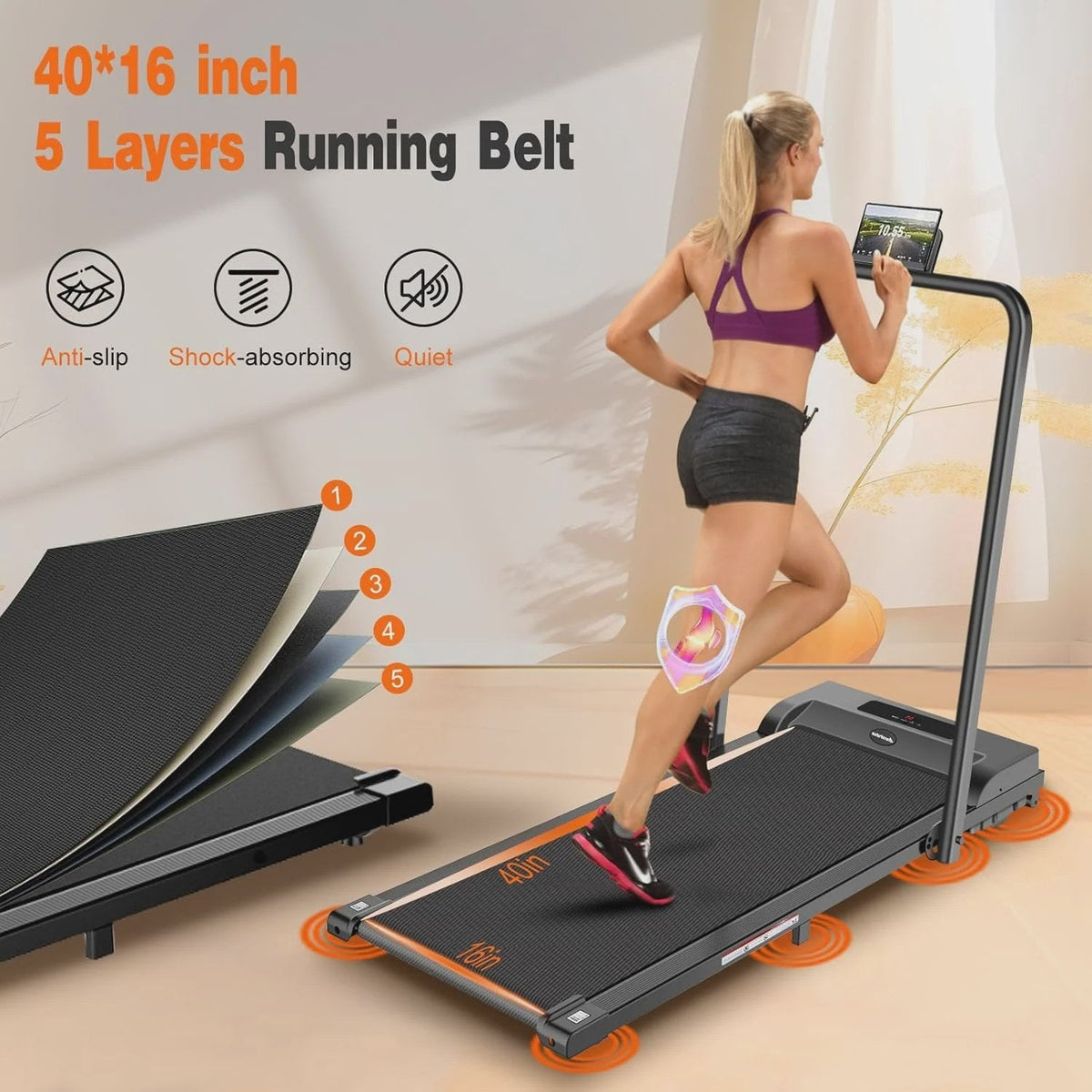 2 in 1 Walking Pad Treadmill, Foldable Treadmills with Handle Bar, 2.5HP Portable Folding Treadmill with Remote Control, Under Desk Treadmill for...