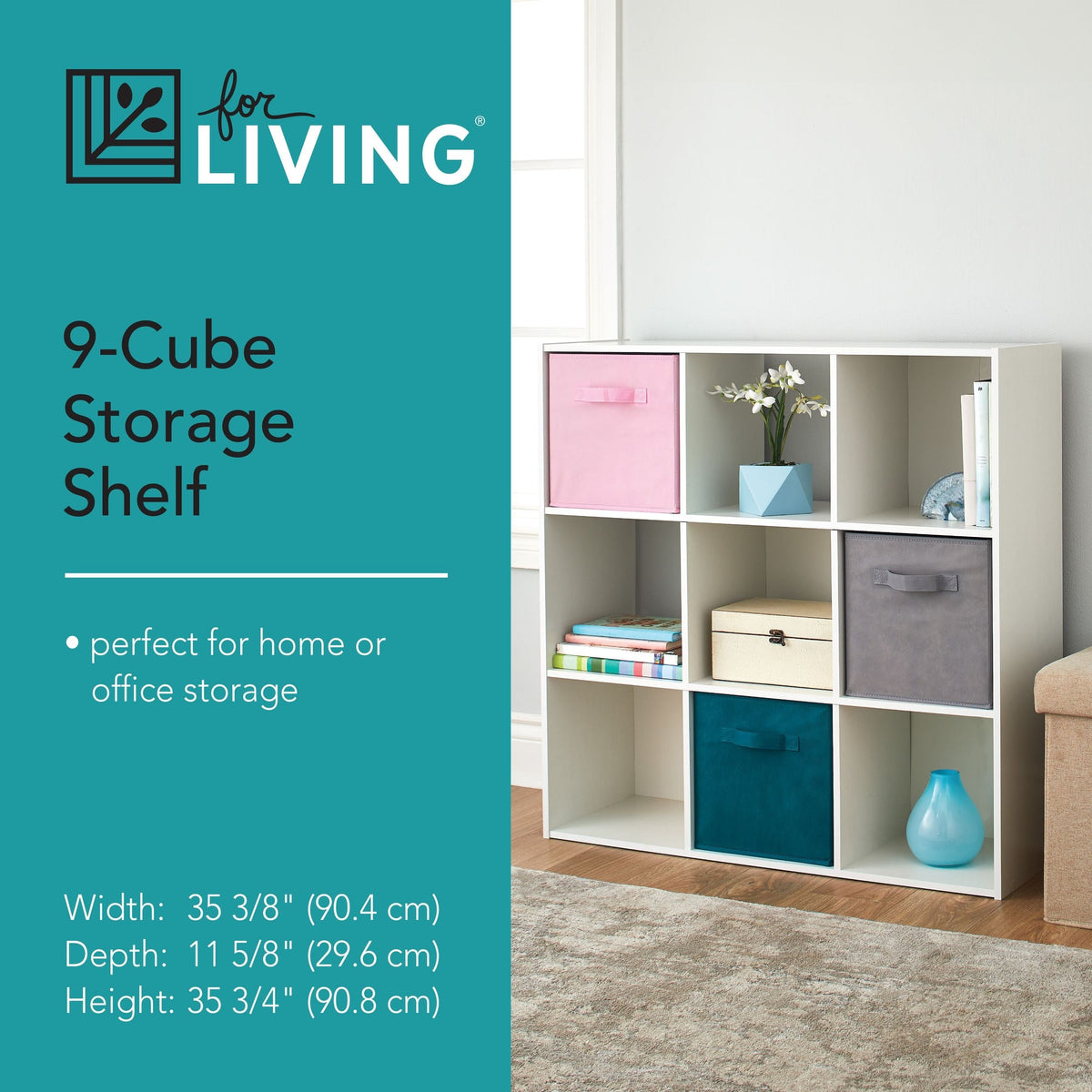 9-Cube Storage Organizer, Bookcase/Bookshelf, White