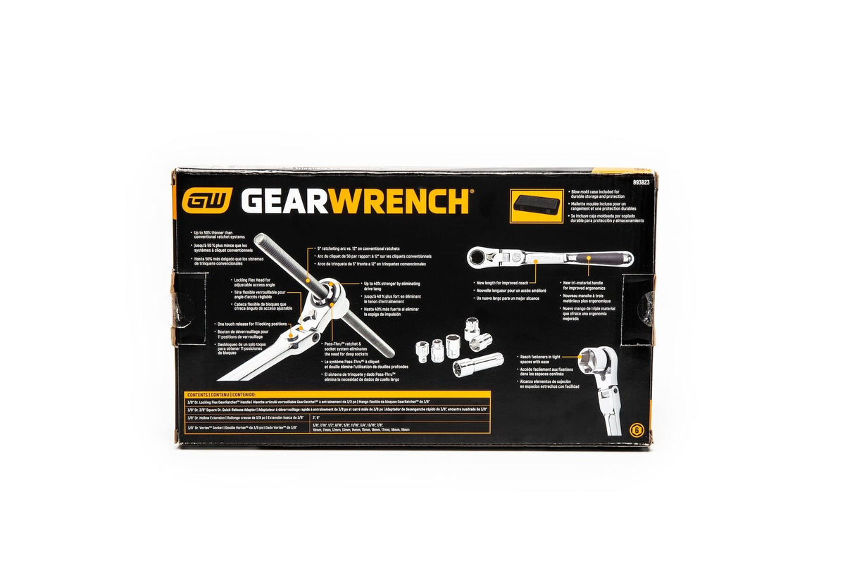 Pass-Thru 3/8-in Drive Socket Set 23-pc, SAE/Metric