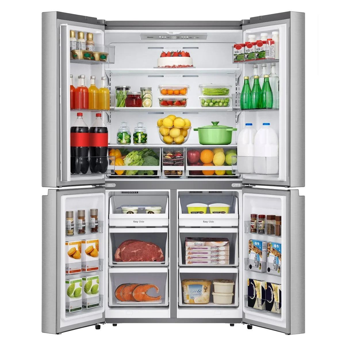 Hisense 36 in 21.5 cu ft. Stainless Steel Counter Depth 4-Door Refrigerator with Triple-Zone Function