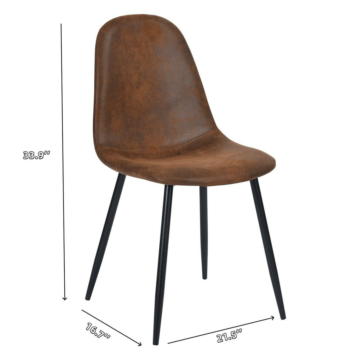 Mid-Century Dining Chairs, Brown Suede, 4-pk
