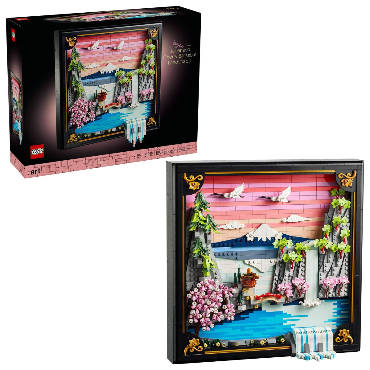 Art Japanese Cherry Blossom Landscape Framed 3D Art Building Set - 31218, 1892-pcs, Ages 18+