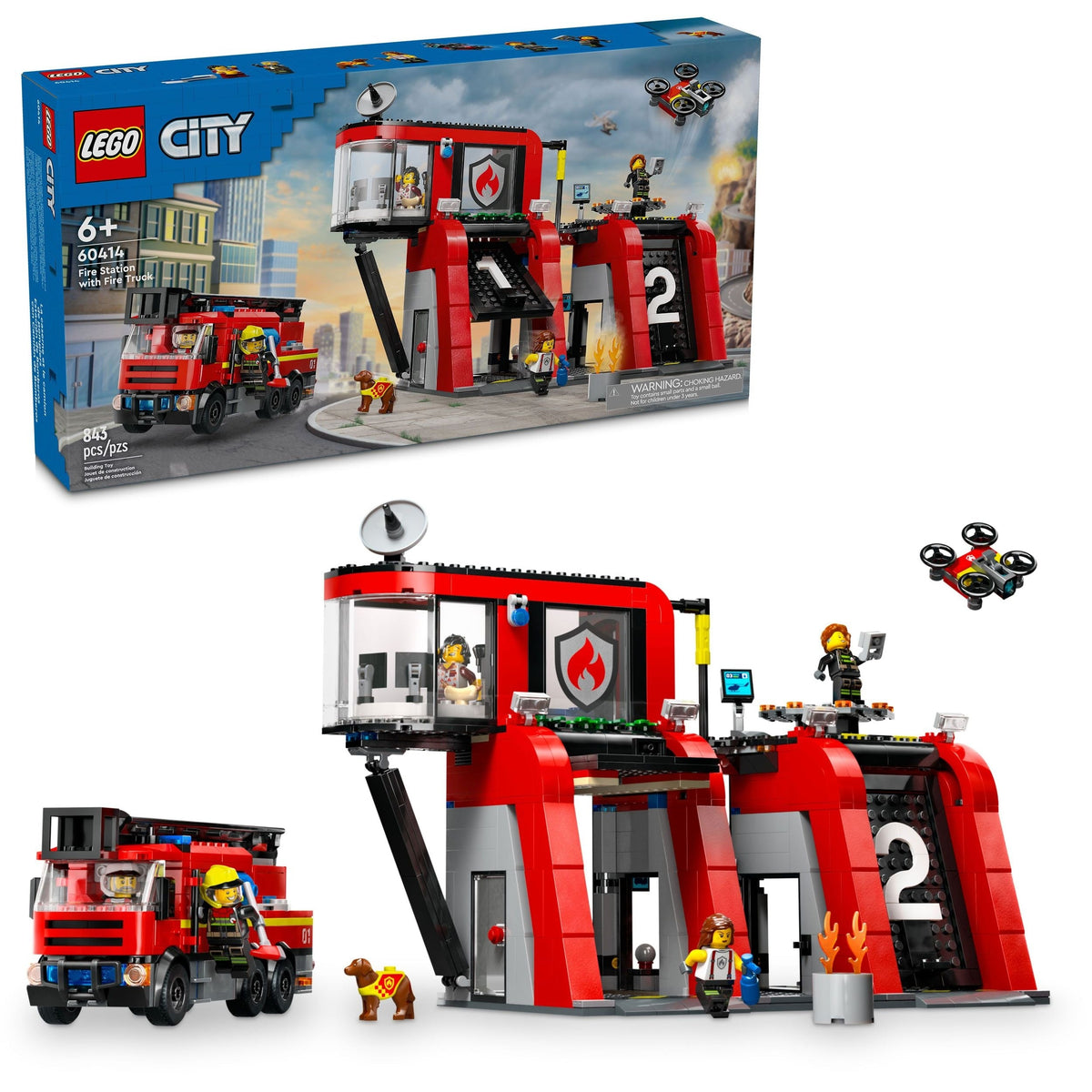 Fire Station with Fire Truck - 60414, 843-pcs, Ages 6+