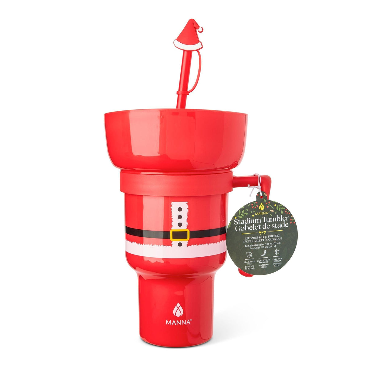 Manna Stadium 946-mL Travel Tumbler with Santa Design