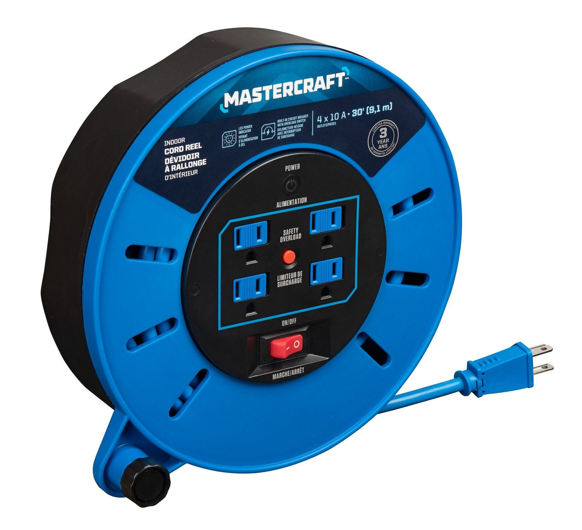 30-ft 10A Retractable Extension Cord Reel