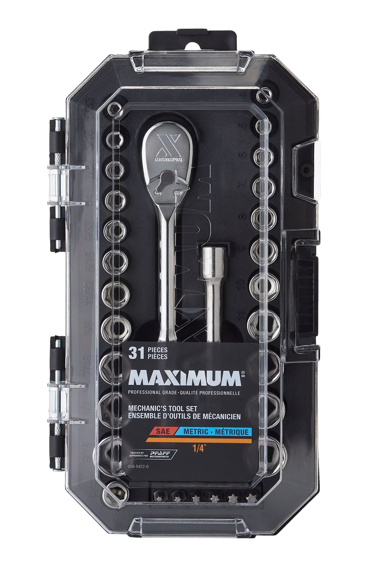 MAXIMUM 31 Piece 1/4" Drive Metric Socket Set