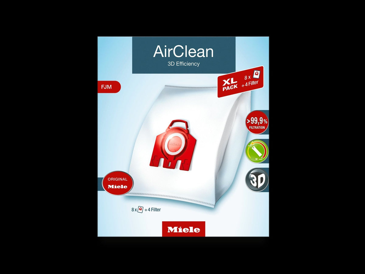 Miele AirClean 3D Efficiency FJM Dust Bags Value Pack, 8-pk