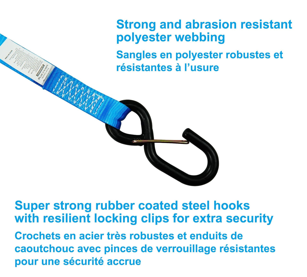 3,000-lb Heavy Duty Motorcycle Ratchet Tie Down Strap, 1-in x 6-ft, 2-pk