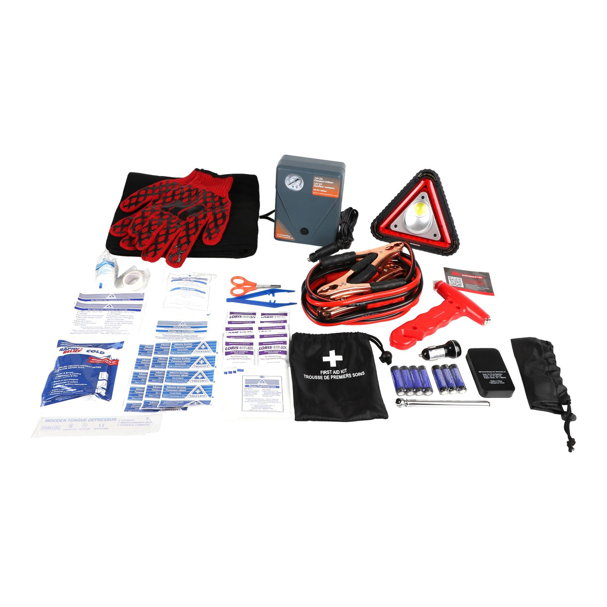 Executive Safety Kit with Booster Cables, Air Compressor & LED Flares