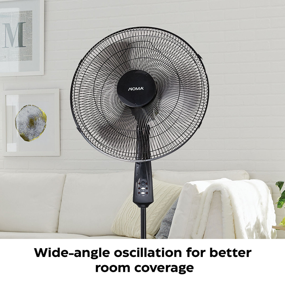 Oscillating Pedestal/Stand Fan with Remote Control, 3-Speed, Black, 18-in