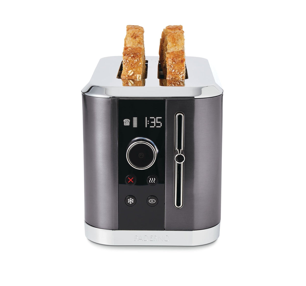 Even Heat Wide Slots Toaster with 9 Settings, Black Stainless Steel, 2-Slices