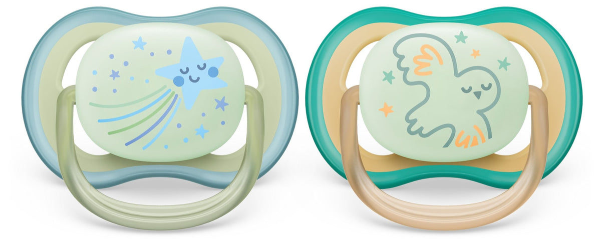 Ultra Air Pacifier, 0-6 Months, Smiling Star & Owl, 2-pk