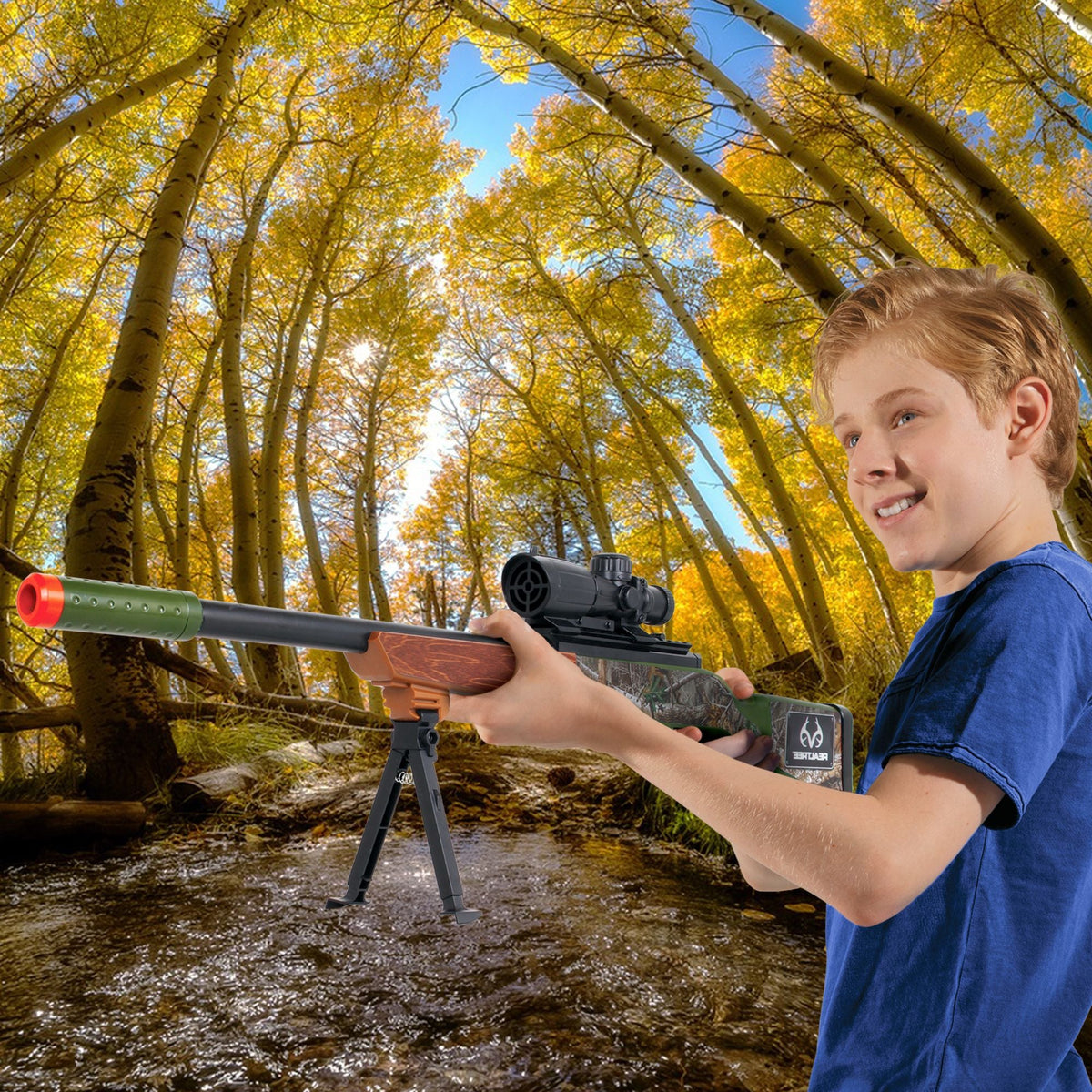 Green Hunting Rifle Toy with Built-in Scope