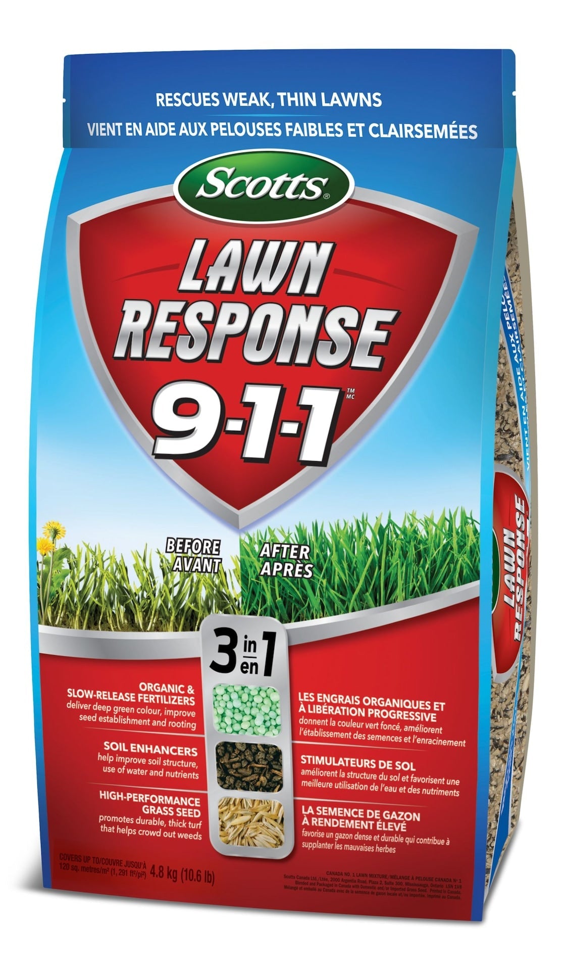 Lawn Response 3-in-1 Grass Seed & Fertilizer Mix, 9-1-1, 4.8-kg