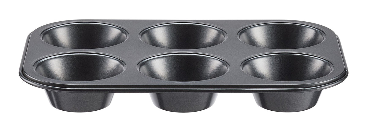 Dark Grey Non-Stick Carbon Steel Muffin Pan, 6-Cup