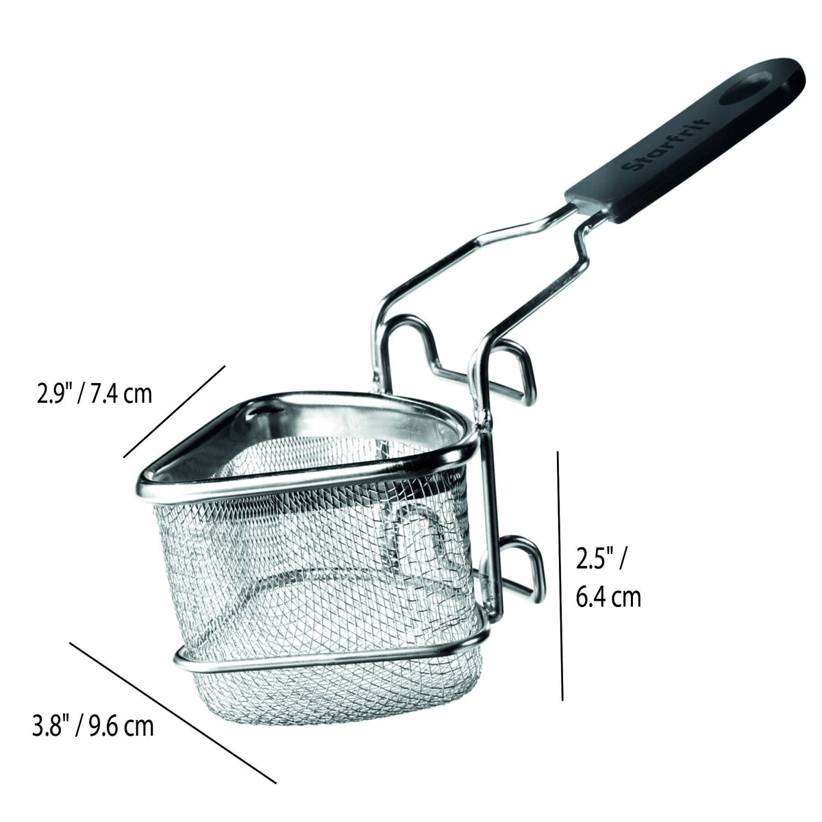 Stainless Steel 2-Way Draining Fondue Cooking Basket with Heat-Resistant Handle, 3.7-in