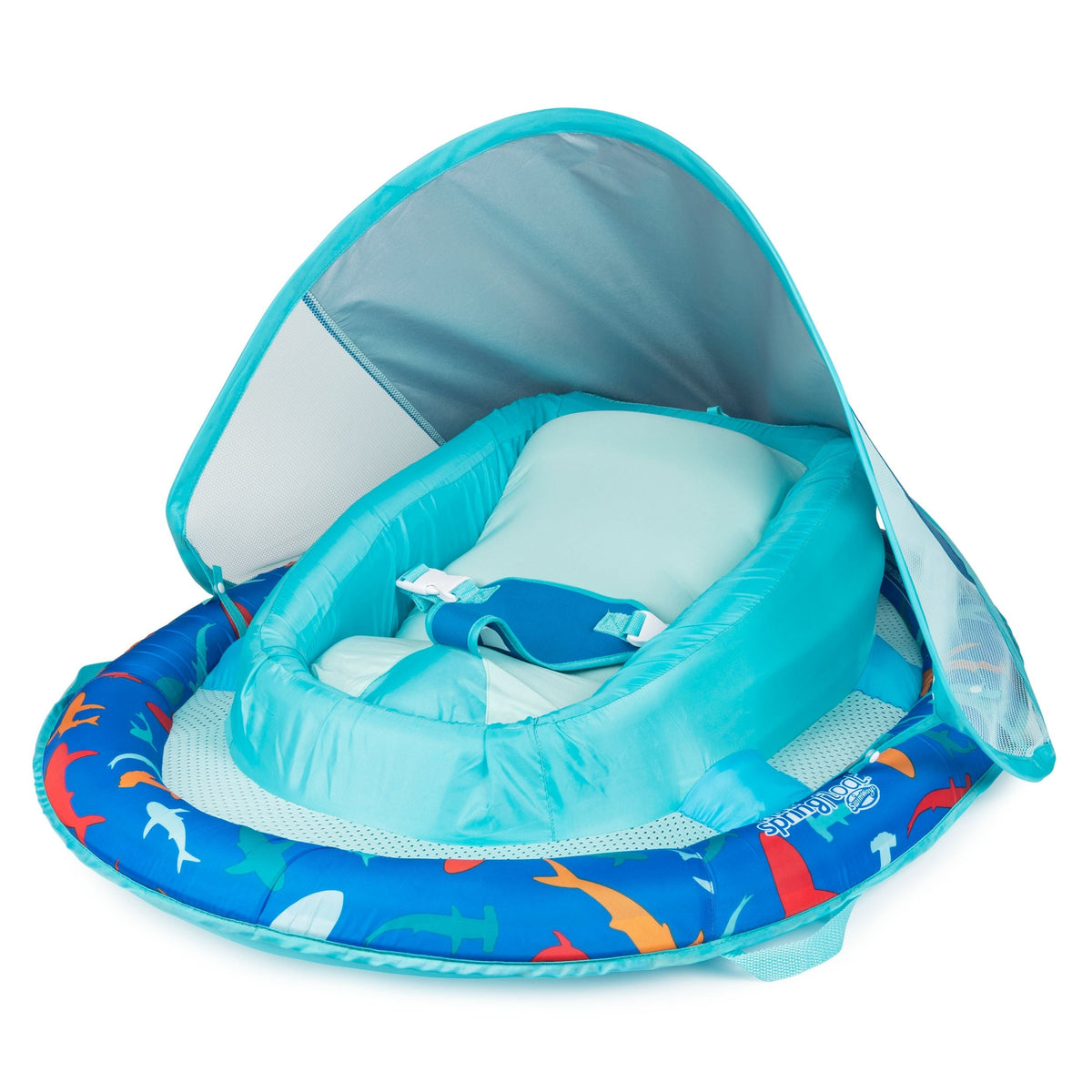 Floating UV-Protected Infant Spring Float with Handles & Sunshade, Shark Design, Ages 3-9 months