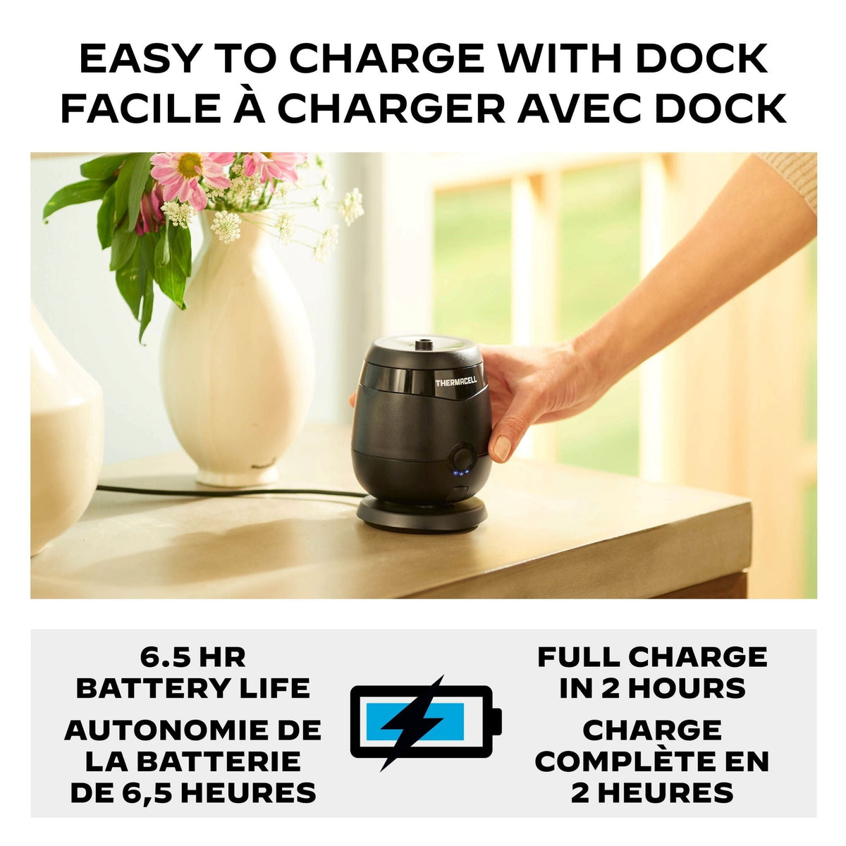 E-ZoneGuard Patio+ Rechargeable Mosquito Repeller with 36-Hr Refill and 6.5-Hr Battery
