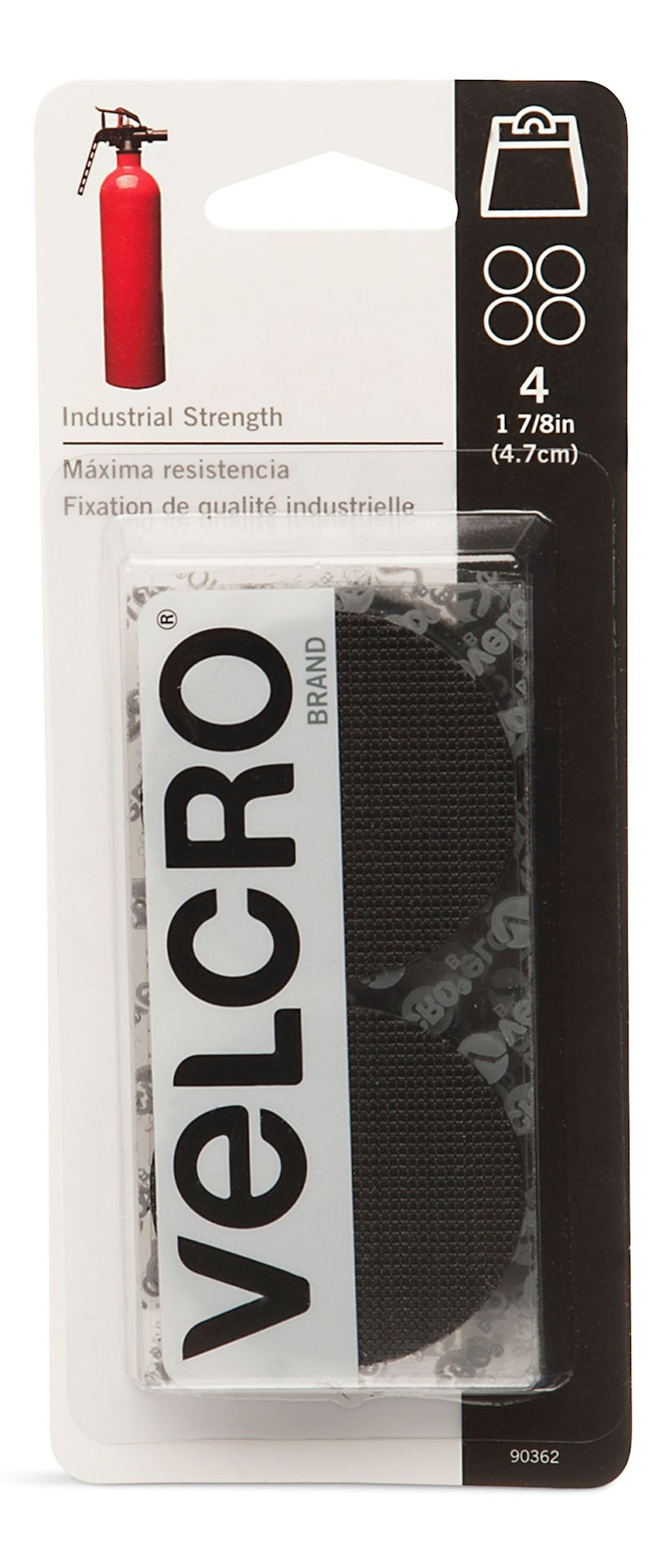 Hook-and-loop Industrial Strength Heavy Duty Adhesive Coins, Black, 7/8-in, 4-pk