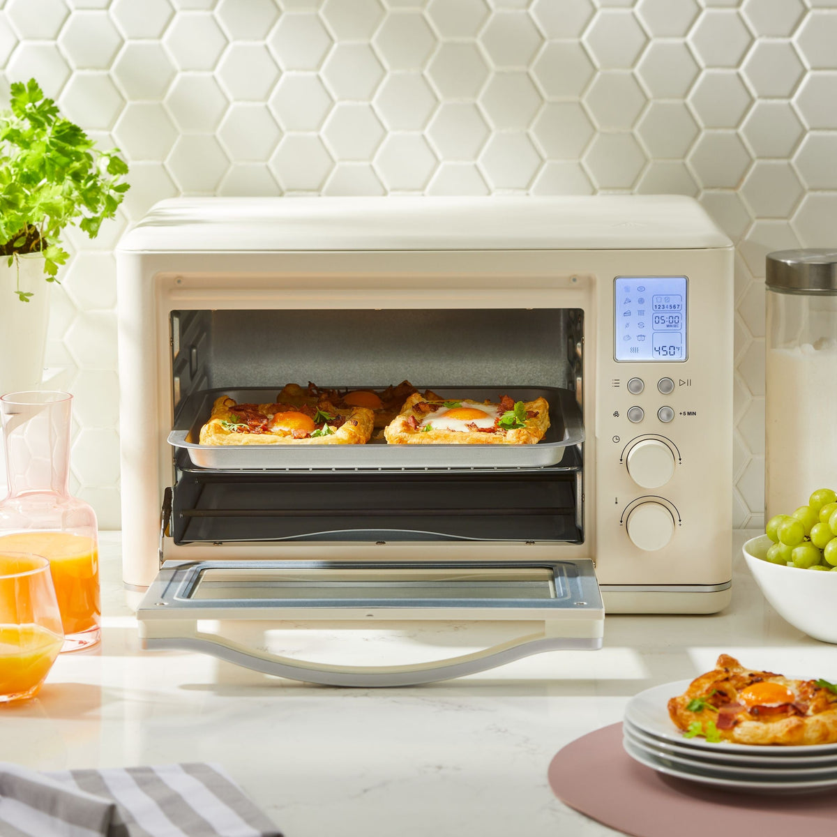 Digital Multi-Functional Air Fryer Toaster Oven with 11 Pre-Set Functions, Shortbread, 6-Slices