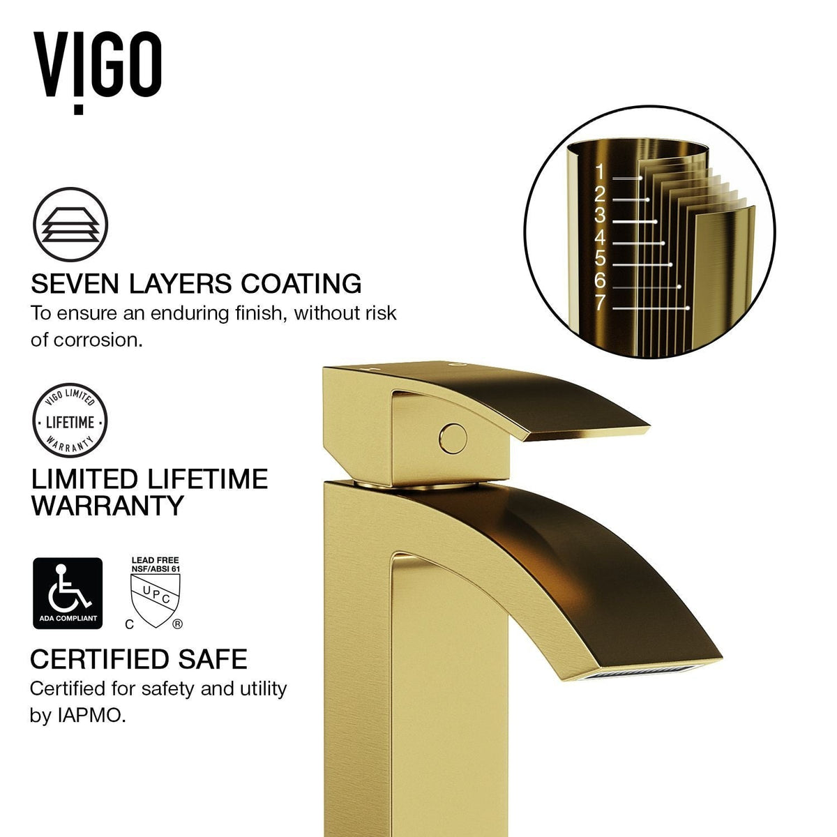 Duris Single Handle Vessel Sink Bathroom Faucet with Deck Plate, Matte BGold