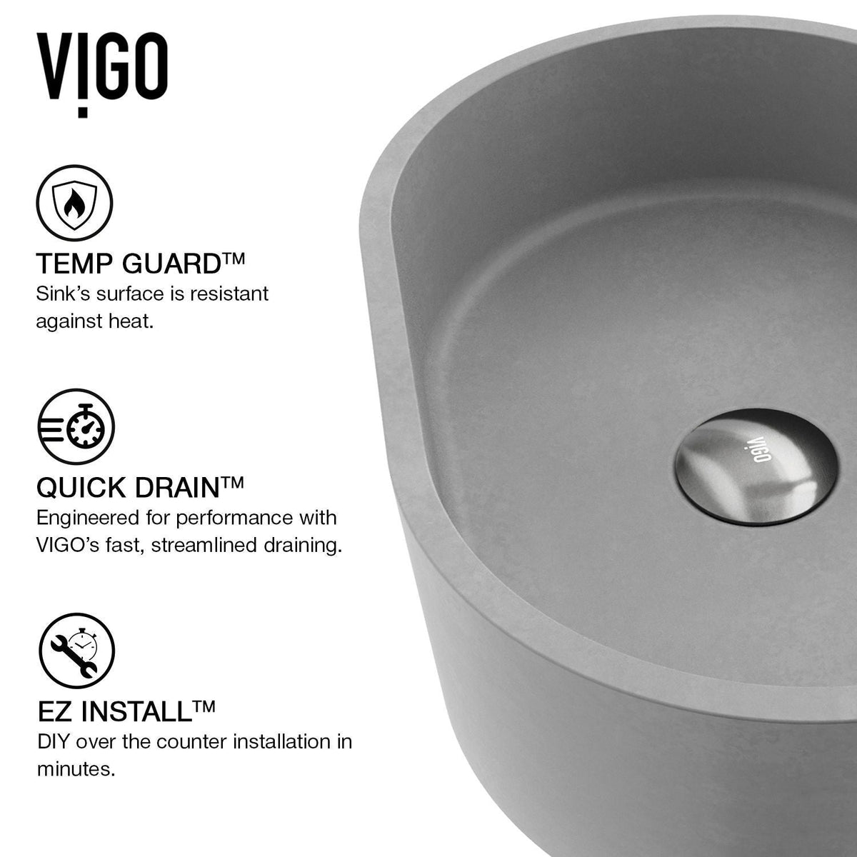 Giralda Gothic Grey Bathroom Sink/Basin Set with Lexington Faucet and Oval Composite Vessel